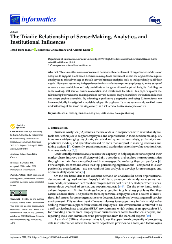 (PDF) The Triadic Relationship of Sense-Making, Analytics, and ...