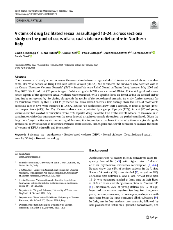 (PDF) Victims of drug facilitated sexual assault aged 13-24: a cross ...