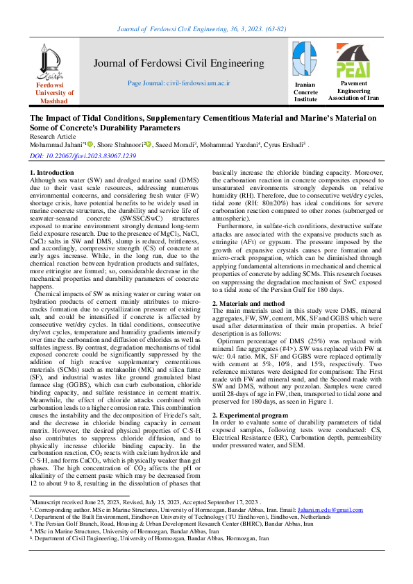 (PDF) Effect of Tidal conditions, Supplementary Cementitious Materials ...
