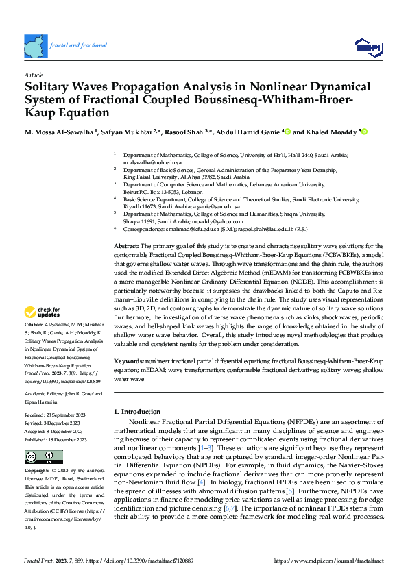 (PDF) Solitary Waves Propagation Analysis in Nonlinear Dynamical System ...