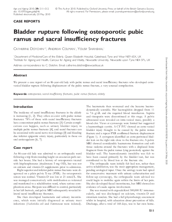 (PDF) Bladder rupture following osteoporotic pubic ramus and sacral ...