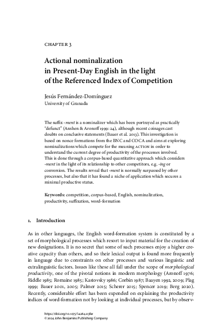 (PDF) Actional nominalization in Present-Day English in the light of ...