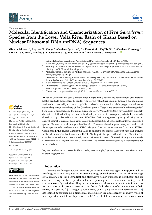 (PDF) Molecular Identification and Characterization of Five Ganoderma ...