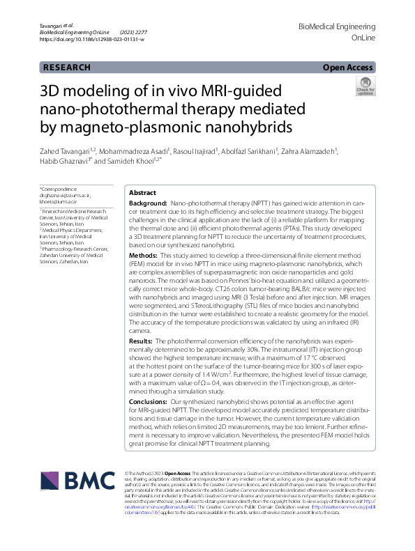 (PDF) 3D modeling of in vivo MRI-guided nano-photothermal therapy ...