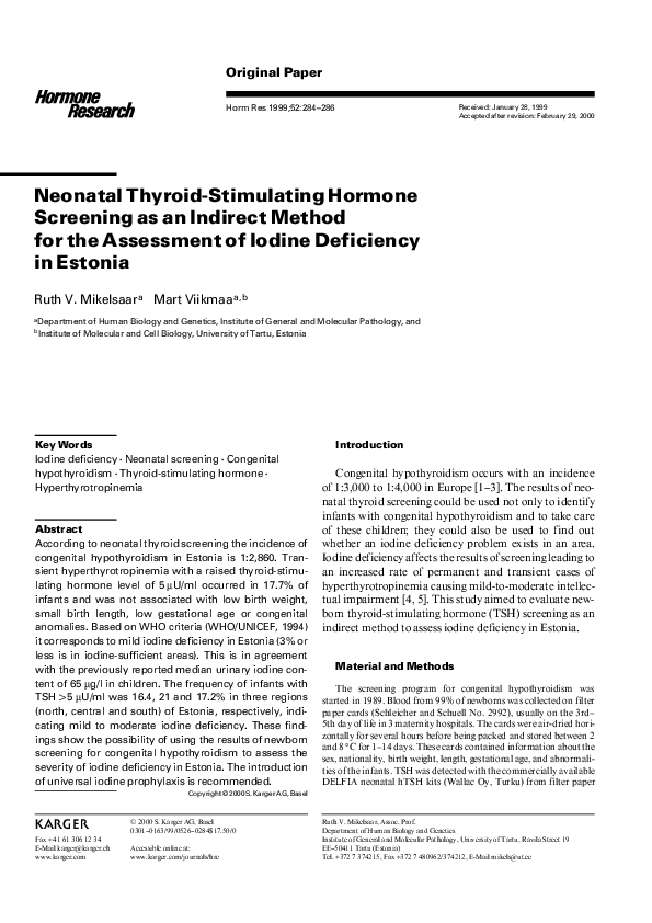 (PDF) Neonatal Thyroid-Stimulating Hormone Screening as an Indirect ...