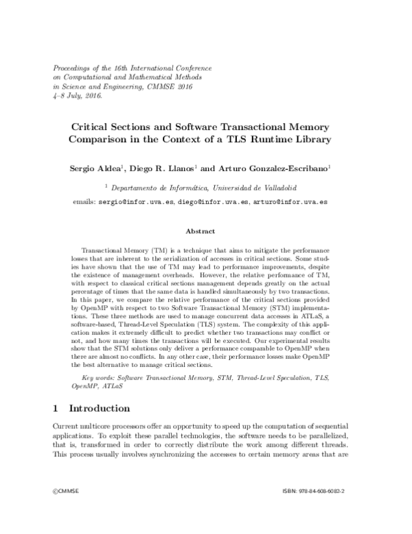 (PDF) Critical Sections and Software Transactional Memory Comparison in ...