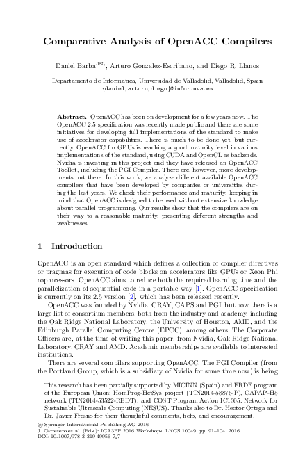 (PDF) Comparative Analysis of OpenACC Compilers