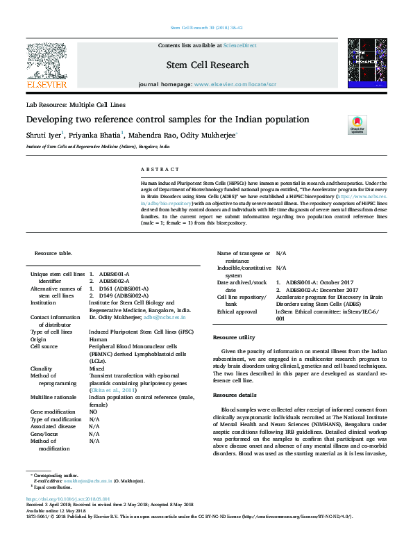 (PDF) Developing two reference control samples for the Indian population
