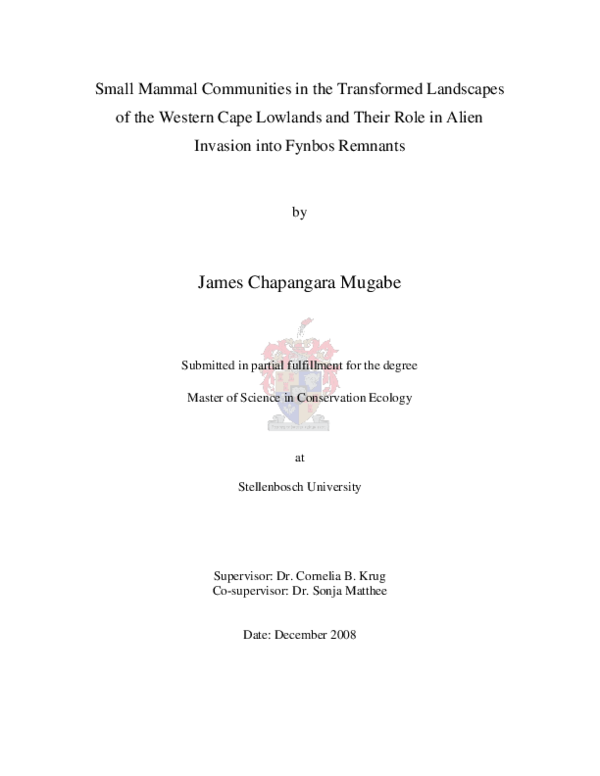 (PDF) Small mammal communities in the transformed landscapes of the ...