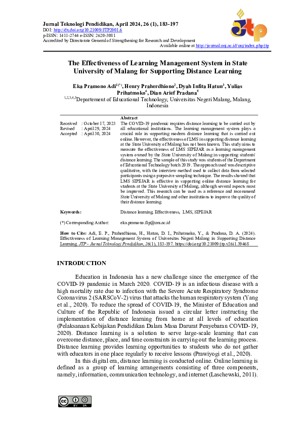 (PDF) Effectiveness of Learning Management System of Universitas Negeri ...