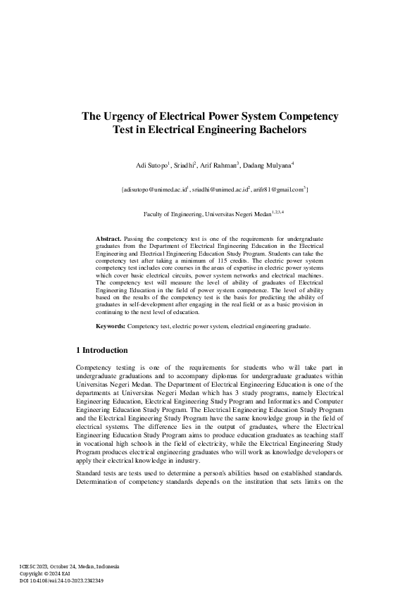 (PDF) The Urgency of Electrical Power System Competency Test in ...