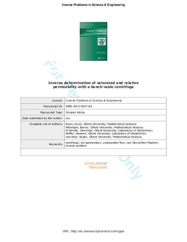 (PDF) Inverse determination of saturated and relative permeability with ...