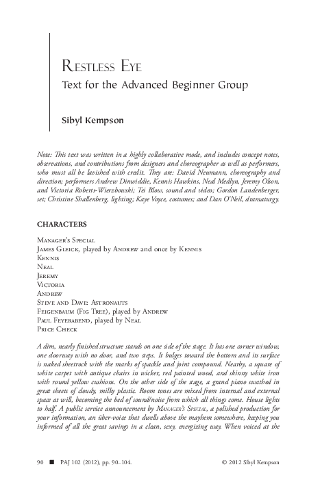 (PDF) Restless Eye: Text for the Advanced Beginner Group