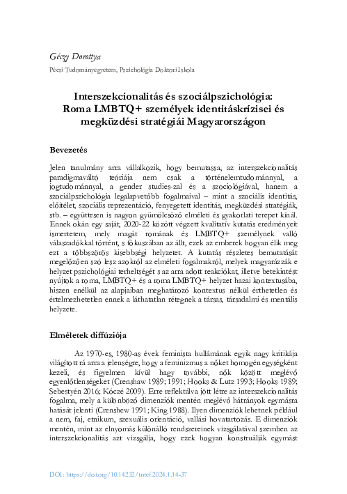 (PDF) Interszekcionalitás és szociálpszichológia: Roma LMBTQ+ emberek ...