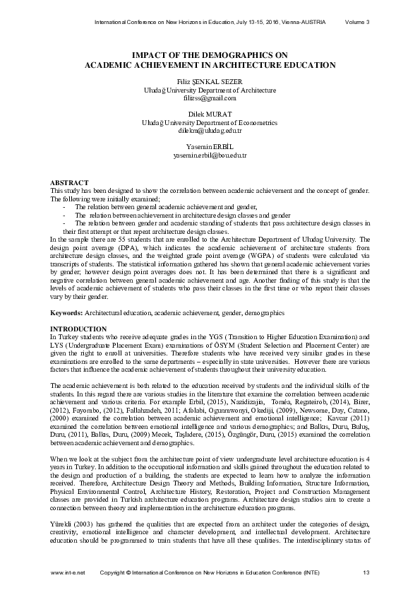 (PDF) IMPACT OF THE DEMOGRAPHICS ON ACADEMIC ACHIEVEMENT IN ...