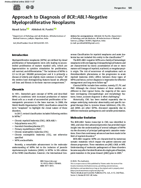 (PDF) Approach to Diagnosis of BCR::ABL1-Negative Myeloproliferative ...