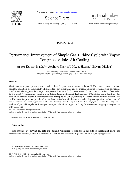 (PDF) Performance Improvement of a Simple Gas Turbine Power Station ...