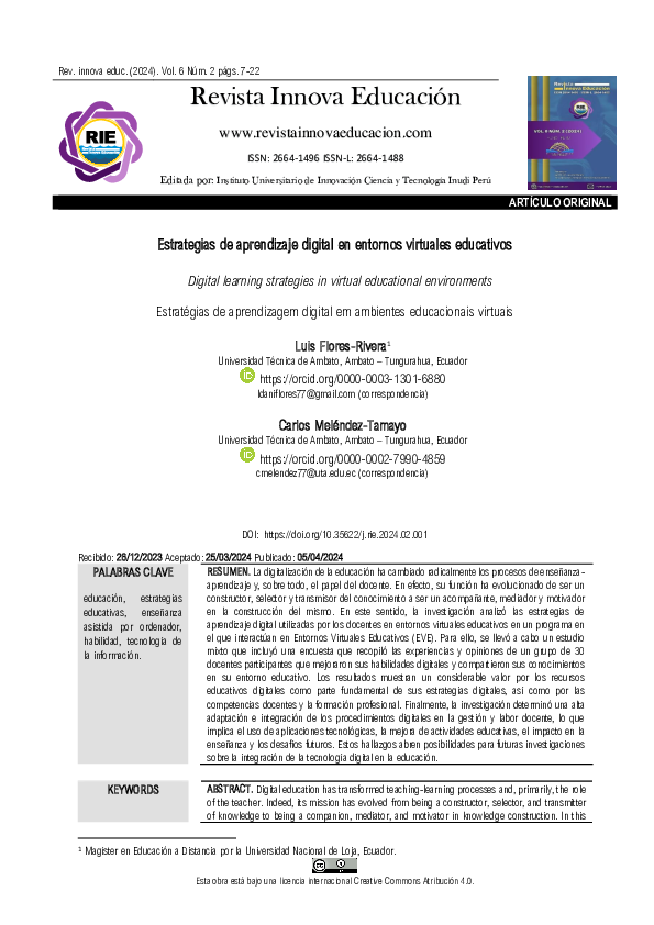 (PDF) Estrategias de aprendizaje digital en entornos virtuales educativos