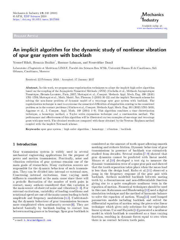 (PDF) An implicit algorithm for the dynamic study of nonlinear ...