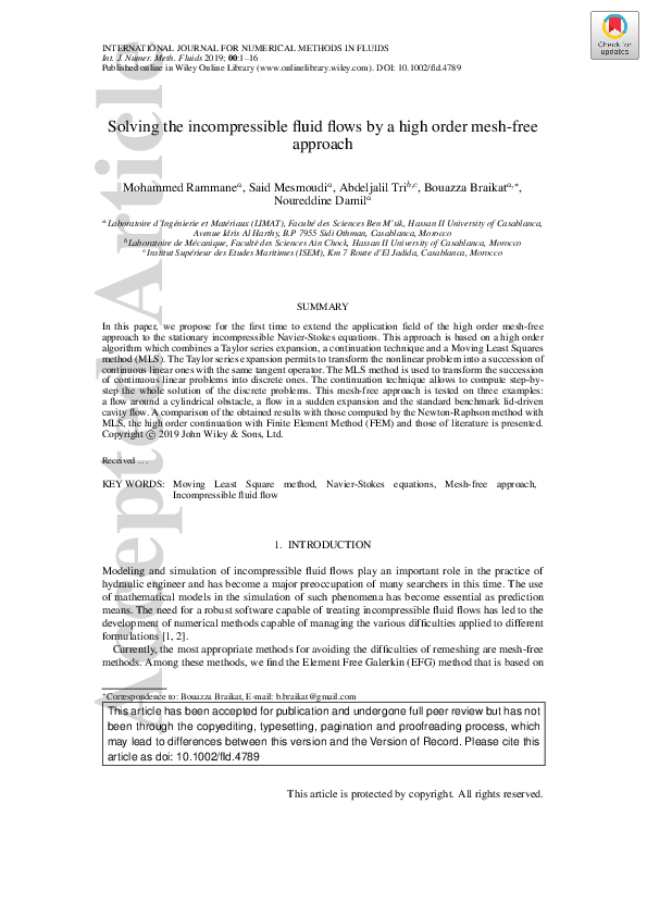 (PDF) Solving the incompressible fluid flows by a high‐order mesh‐free ...