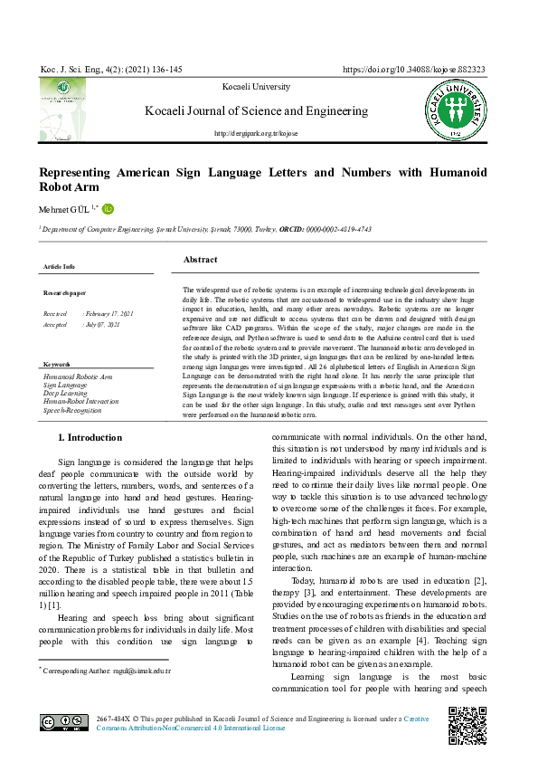 (PDF) Representing American Sign Language Letters and Numbers with ...