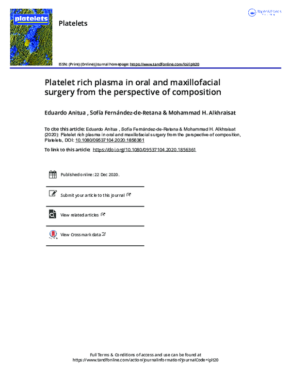(PDF) Platelet rich plasma in oral and maxillofacial surgery from the ...