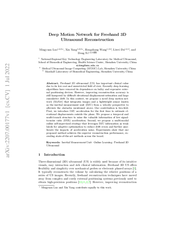 (PDF) Deep Motion Network for Freehand 3D Ultrasound Reconstruction