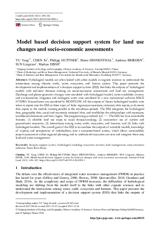 (PDF) Model based decision support system for land use changes and ...