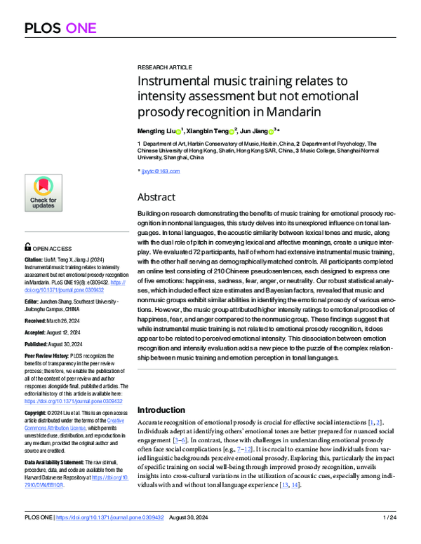(PDF) Instrumental music training relates to intensity assessment but ...