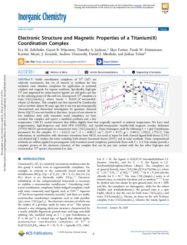 (PDF) Electronic Structure and Magnetic Properties of a Titanium(II ...
