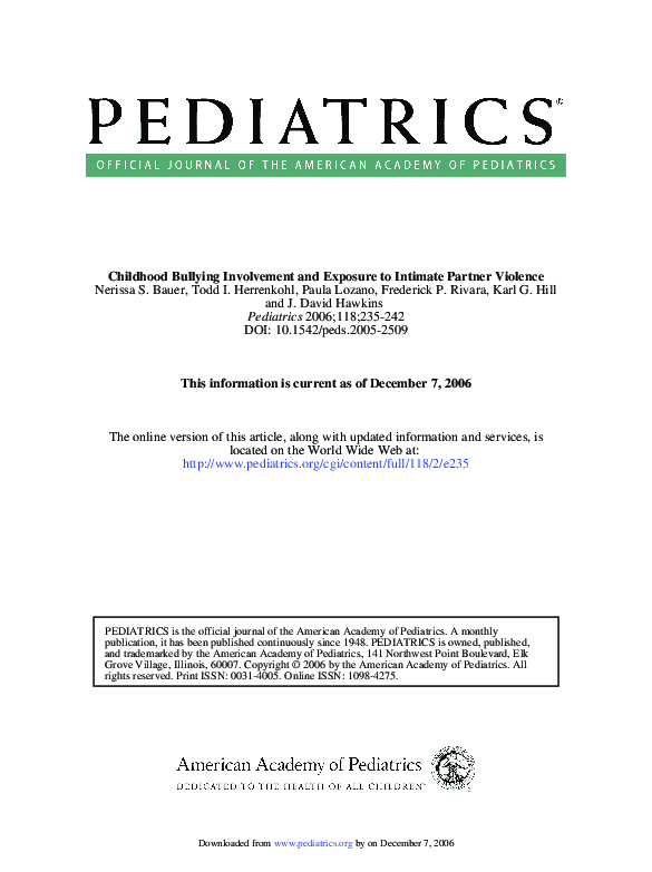 (PDF) Childhood Bullying Involvement and Exposure to Intimate Partner ...