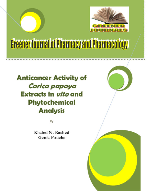 (PDF) Anticancer Activity of Carica papaya Extracts in vito and ...