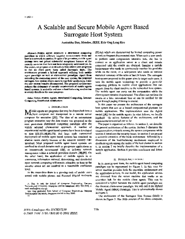 (PDF) A scalable and secure mobile agent based surrogate host system