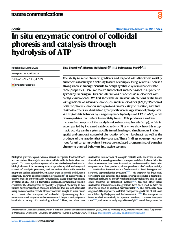 (PDF) In situ enzymatic control of colloidal phoresis and catalysis ...
