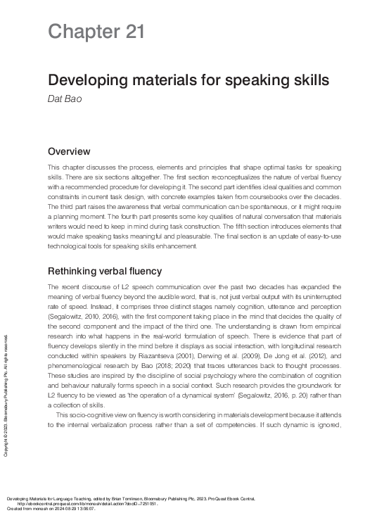 (PDF) Developing materials for speaking skills 2024 - Dat Bao