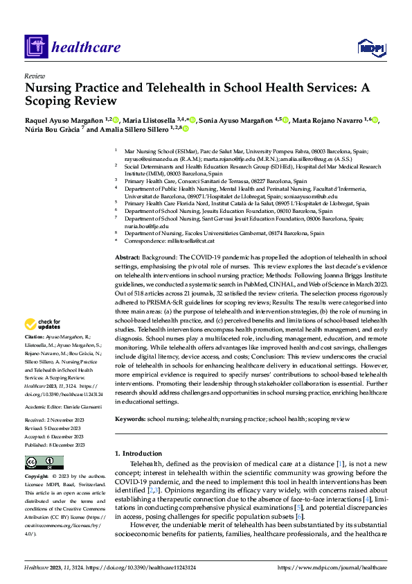 (PDF) Nursing Practice and Telehealth in School Health Services: A ...