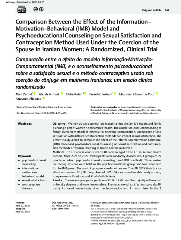 (PDF) Comparison Between the Effect of the Information–Motivation ...