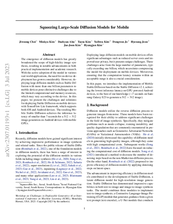 (PDF) Squeezing Large-Scale Diffusion Models for Mobile