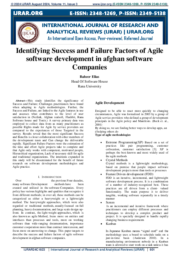 (PDF) Identifying Success and Failure Factors of Agile software ...