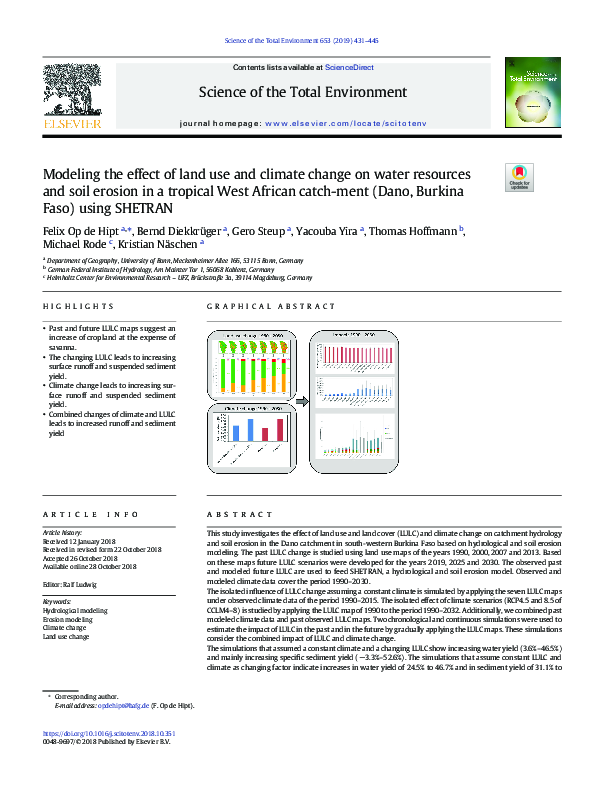 (PDF) Modeling the effect of land use and climate change on water ...