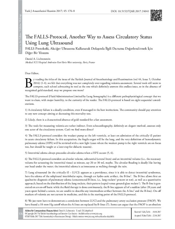 (PDF) The FALLS-Protocol, Another Way to Assess Circulatory Status ...