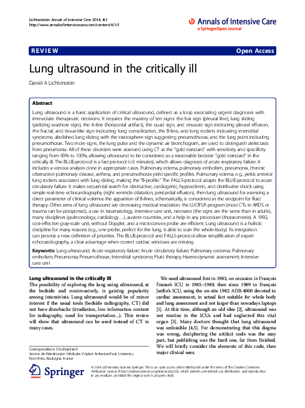 (PDF) Lung Ultrasound in the Critically Ill