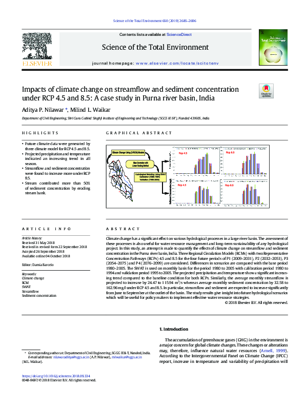 (PDF) Impacts of climate change on streamflow and sediment ...