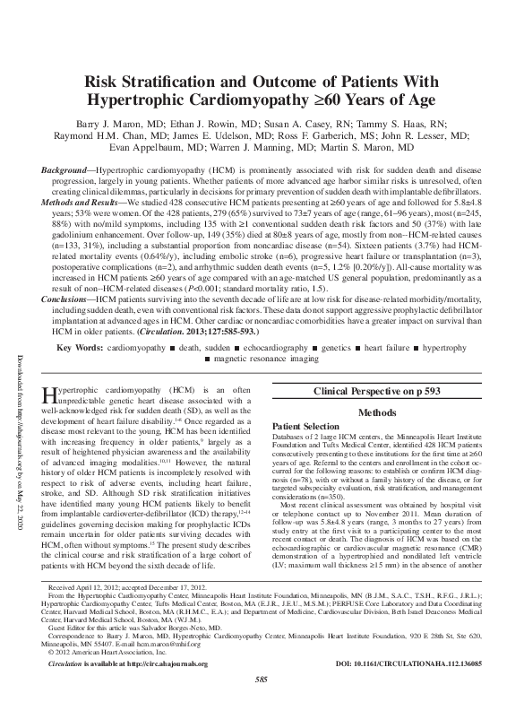 (PDF) Risk Stratification and Outcome of Patients With Hypertrophic ...
