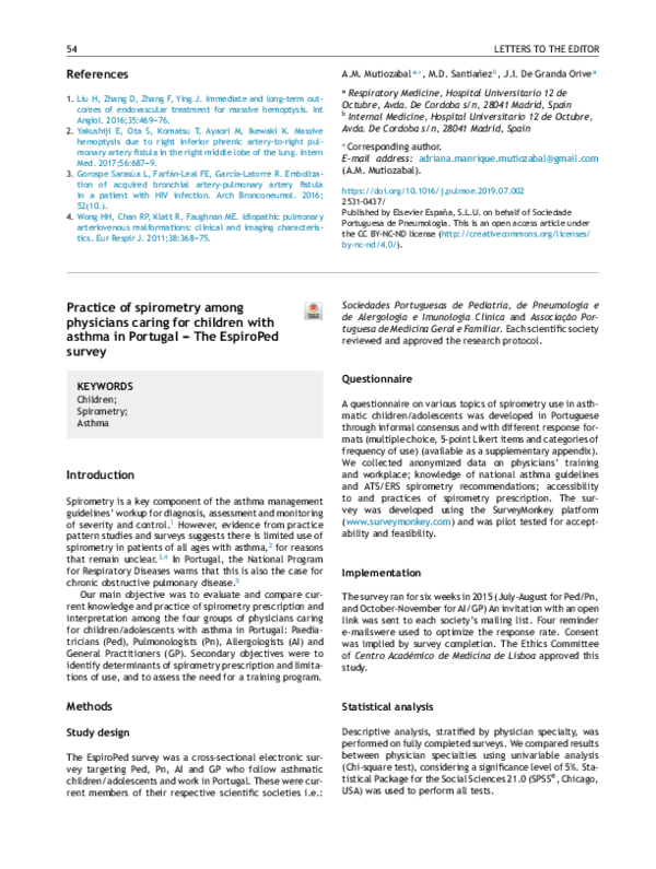 (PDF) Practice of spirometry among physicians caring for children with ...