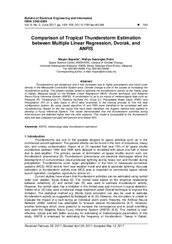 (PDF) Using multiple linear regression model to estimate thunderstorm ...
