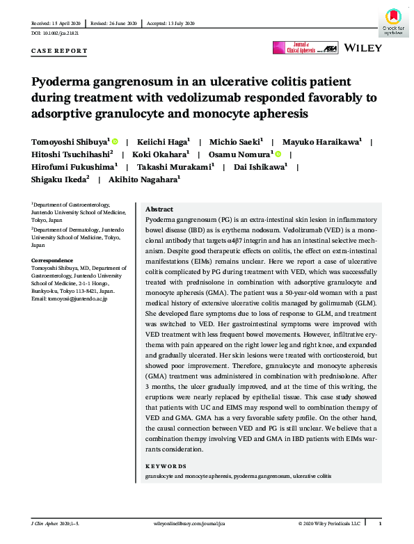 (PDF) Pyoderma gangrenosum in an ulcerative colitis patient during ...