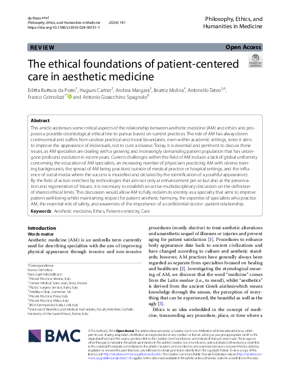 (PDF) The ethical foundations of patient-centered care in aesthetic ...