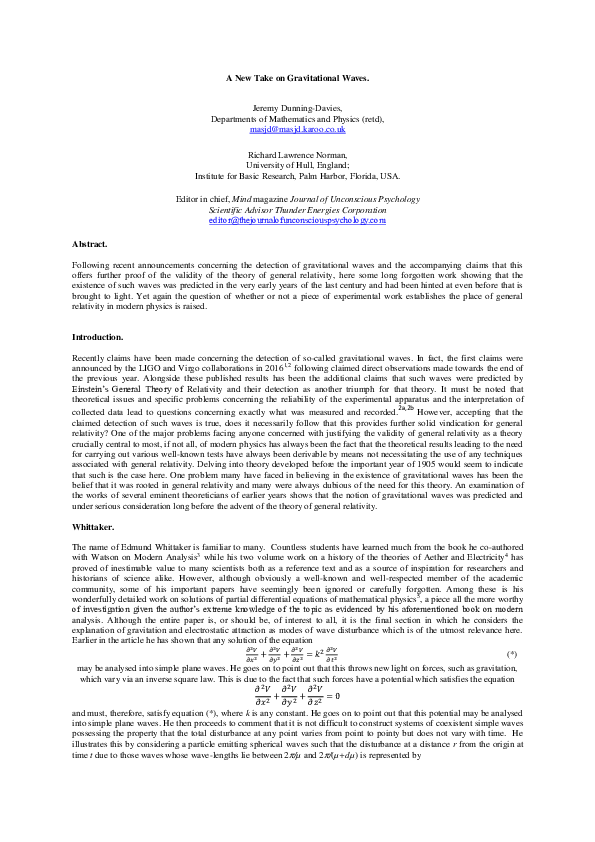 (PDF) A New Take on Gravitational Waves