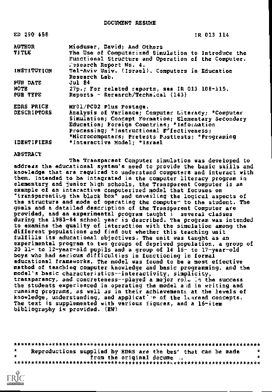 (PDF) The Use of Computerized Simulation to Introduce the Functional ...